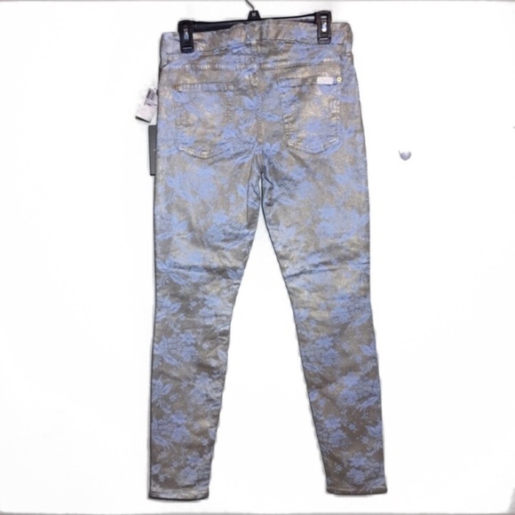 New 74AM Gold & Blue Floral Skinny Jeans 28 6 - Picture 3 of 7